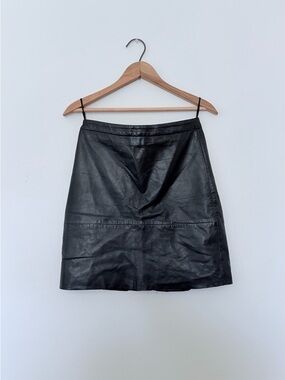 French Connection Leather A-Line Mini Skirt